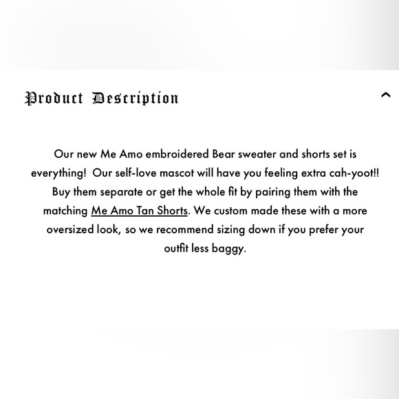 🧸 Bella Doña - Me Amo Embroidered Bear Sweatshirt + Sweatshorts Set in Tan - S - Picture 3 of 16